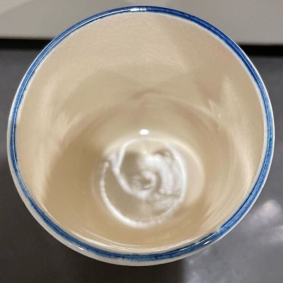 Antique Japanese hand painted Ceramic blue and white windmill cup - Picture 4 of 6